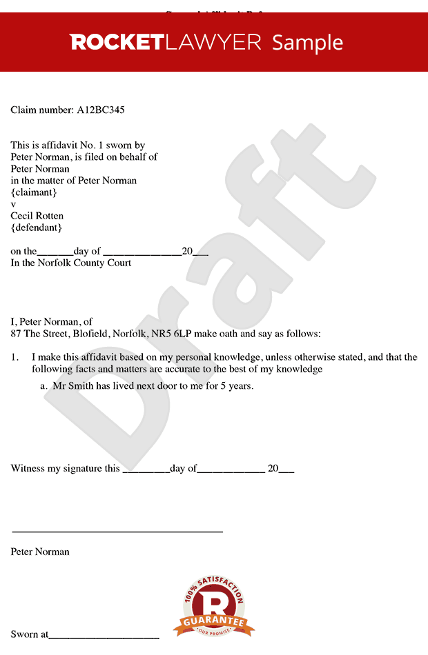 Perfect General Affidavit Form Template Sample With Blank Personal 
