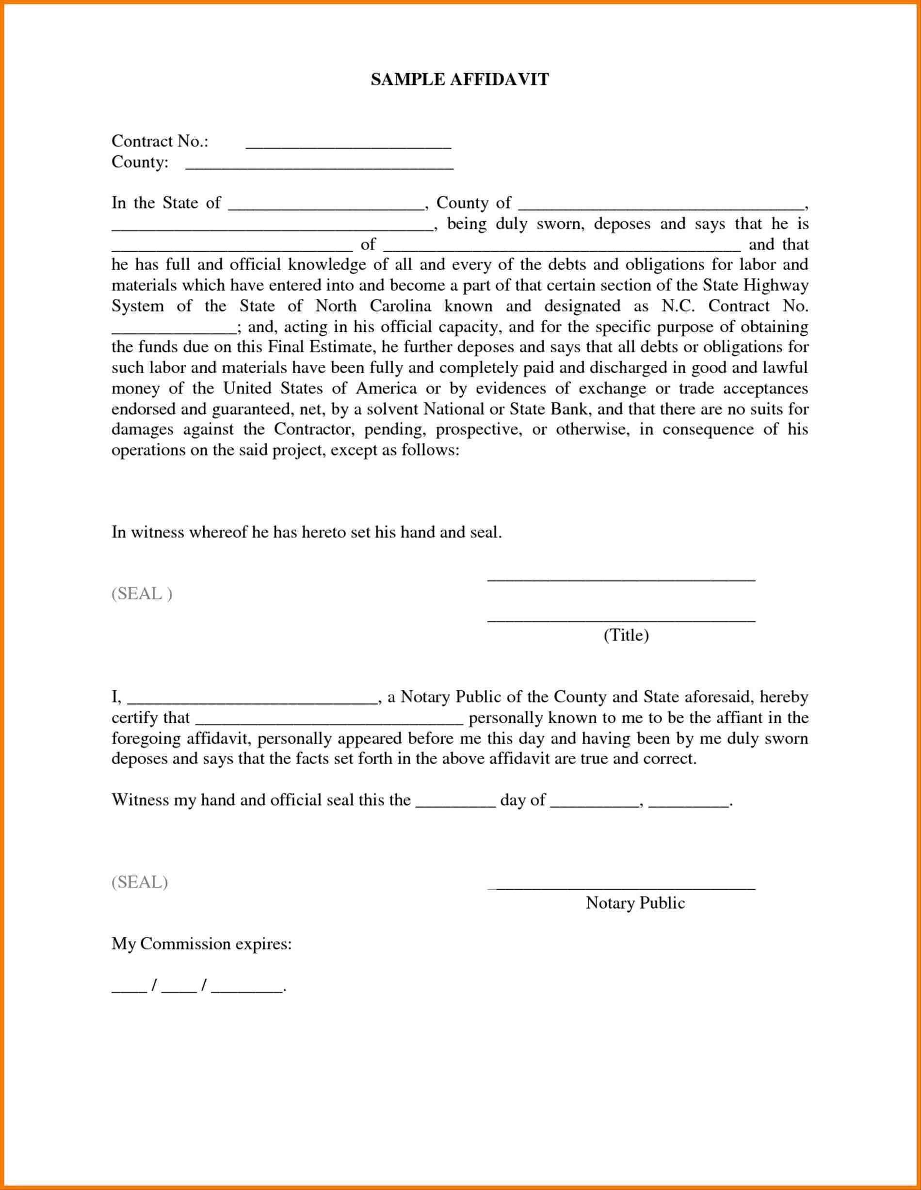Sample Certificate Under Oath Fresh Affidavit Sample Format 