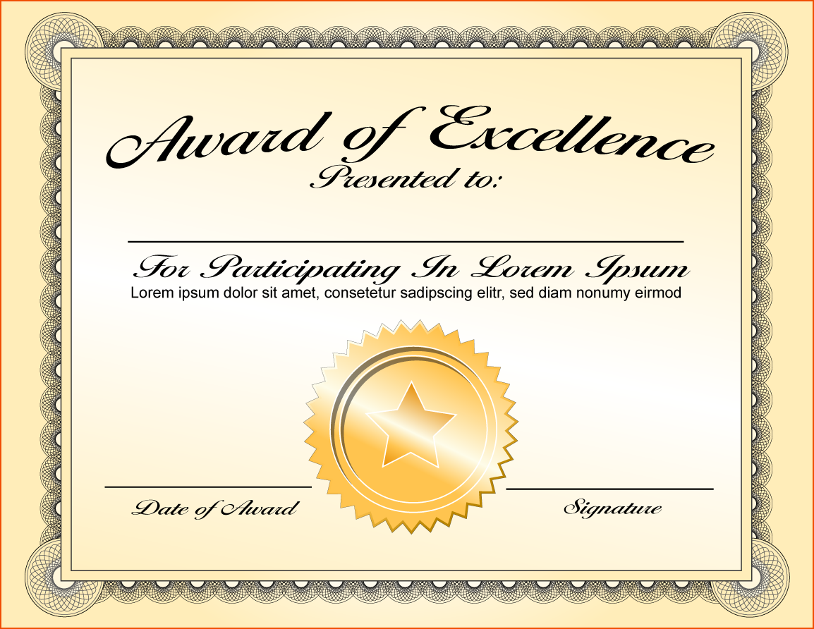 6+ certificate award template   bookletemplate.org
