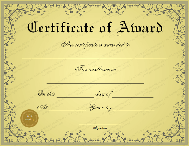 certificate of award template free classy certificate of award 