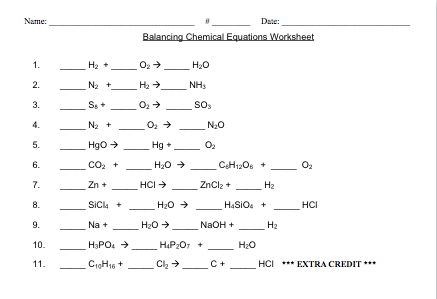 balancing chemical equation worksheet balancing chemical equations 