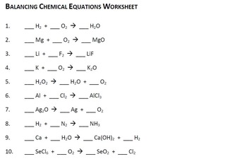 free} Balancing Chemical Equation Worksheet by Ms Joelle | TpT
