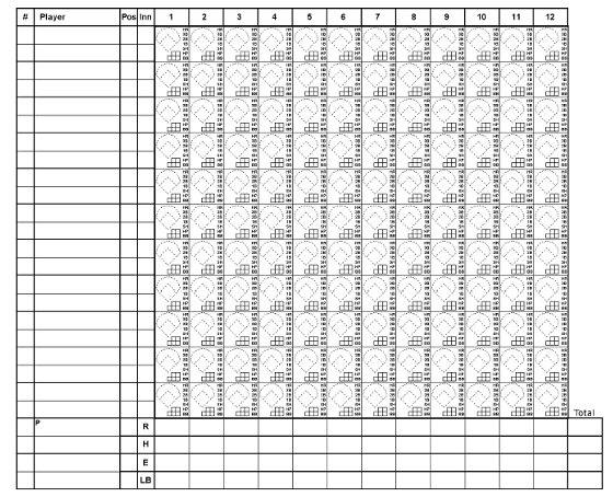 Printable Baseball Score Sheet   Baseball Scorecard