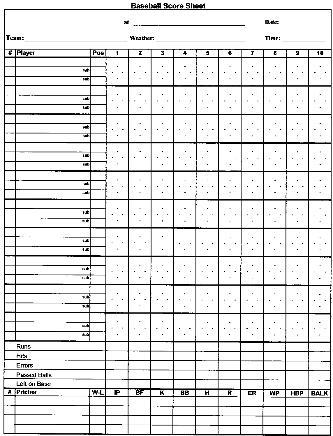 Baseball Scorecard Book Baseball Score Book Template 