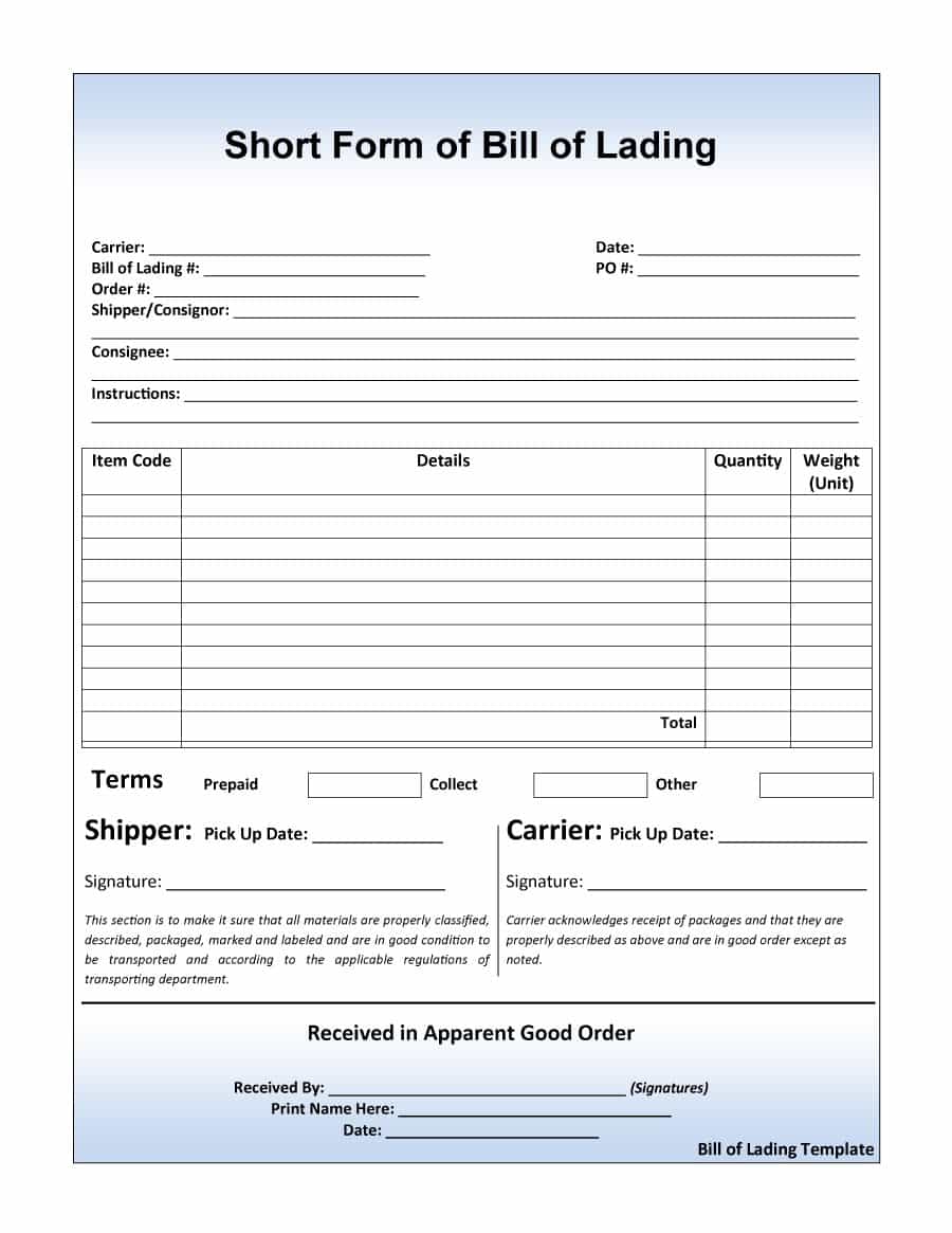 40 Free Bill of Lading Forms & Templates   Template Lab