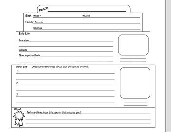 Biography Report Template by Mainely Educator | Teachers Pay Teachers