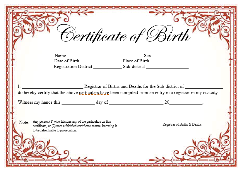 birth certificate template word 14 free birth certificate 