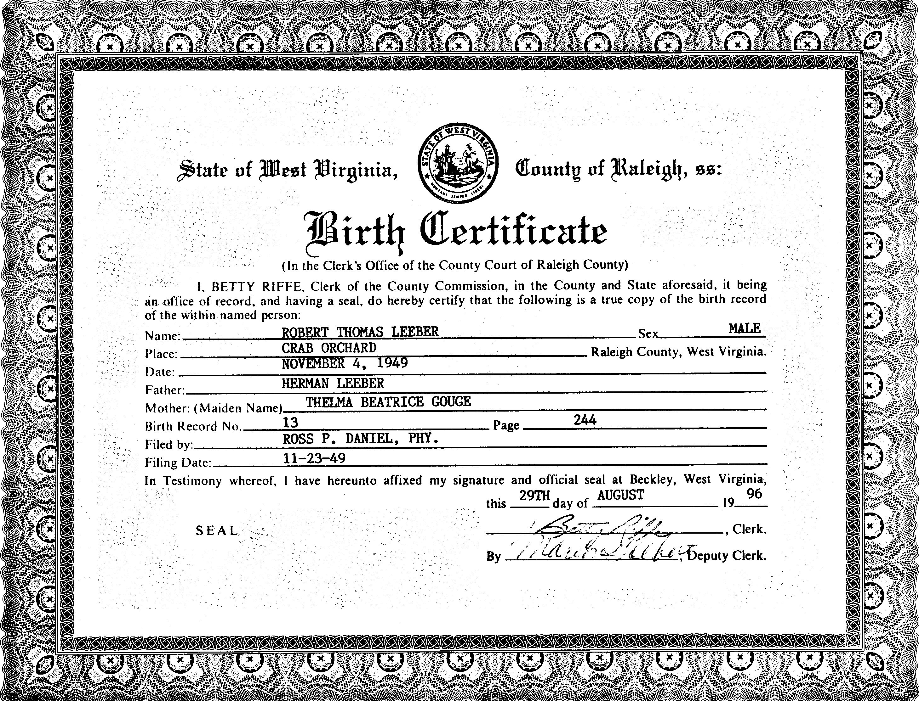 birth certificate это что