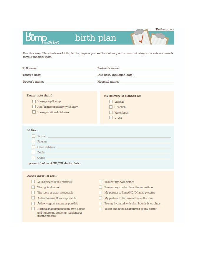 Free Birth Plan Printables   Mommy Survival | Baby Essentials 