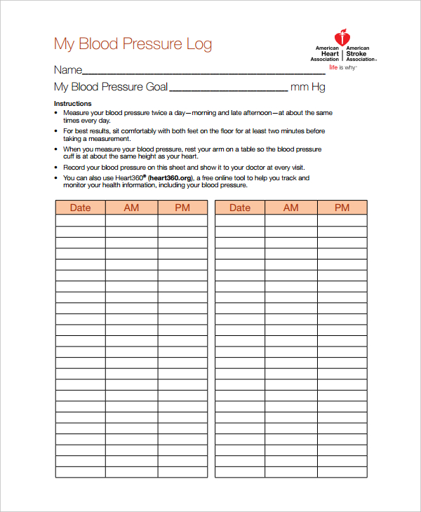 Blood Pressure Log Business Mentor