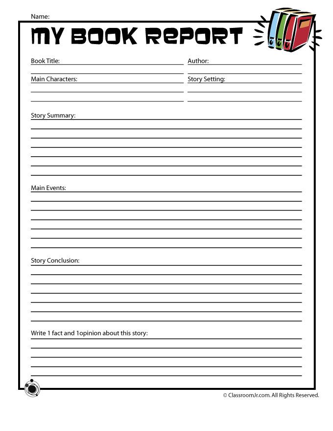 Printable Book Report Forms Easy Book Report Form for Young 
