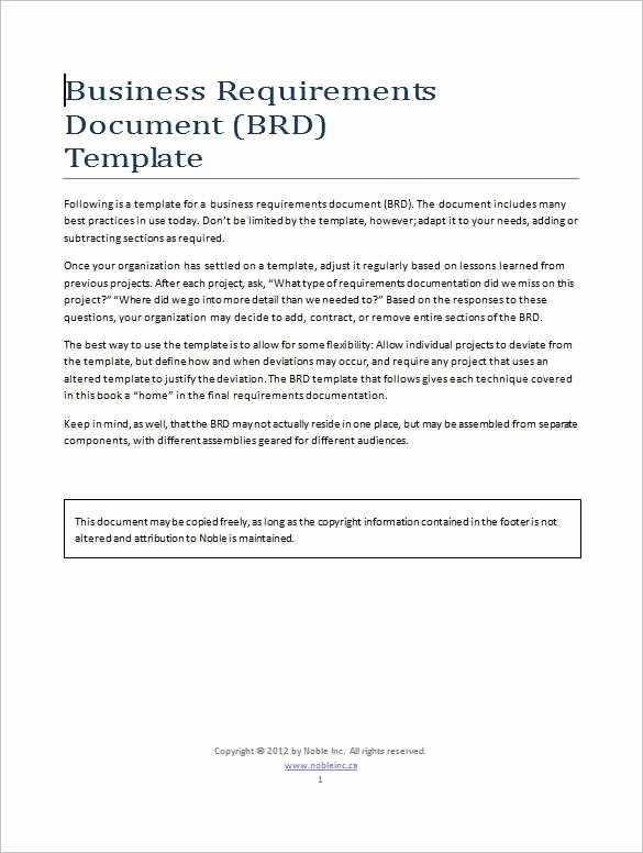 Brd Template Inspirational E Requirements Document Template To 