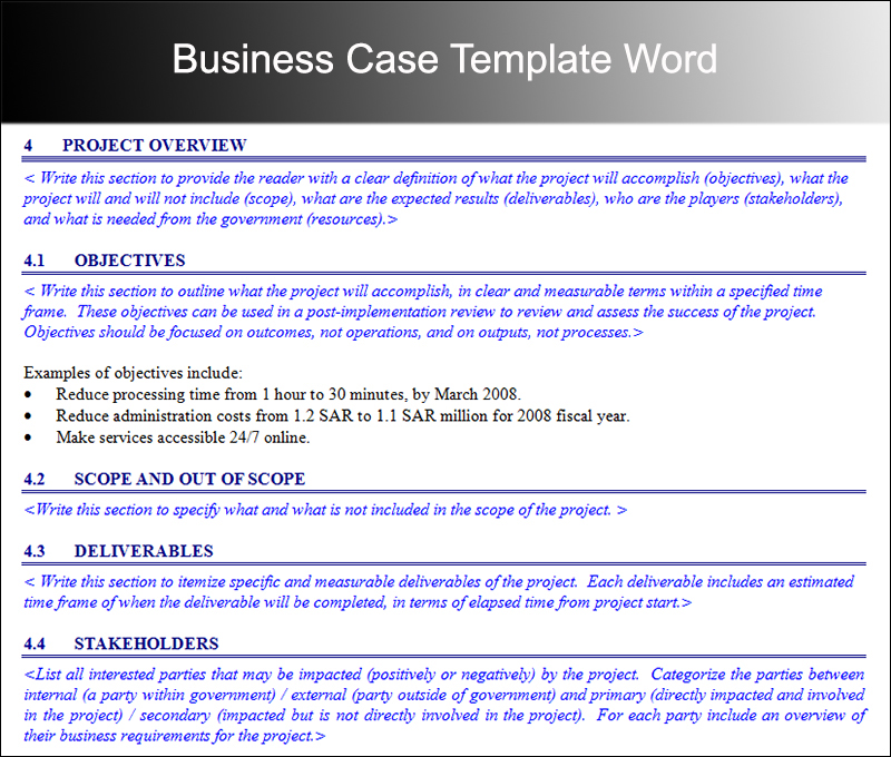 Business Case Form | Business form templates