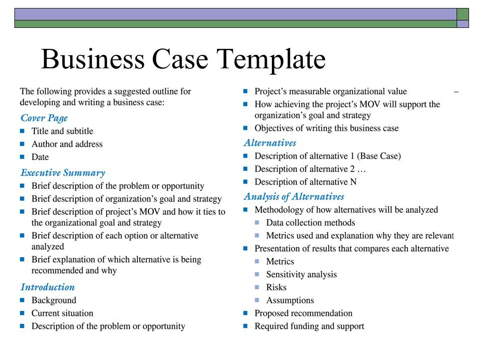 Business Case Template Business Mentor