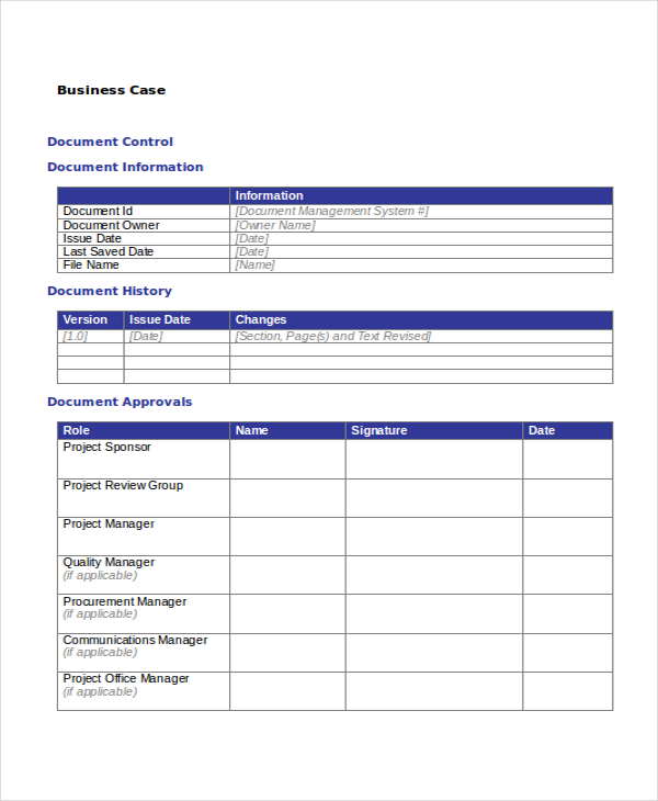 Business Case Template Word Download