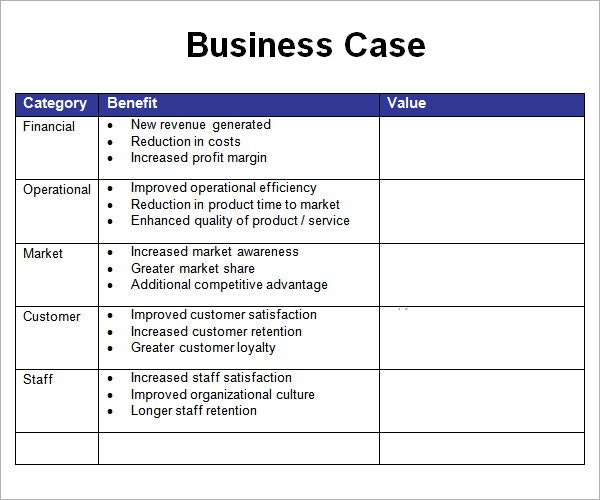 Business Case Template Business Mentor