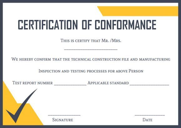 certificate of conformance template | Certificate of conformance 