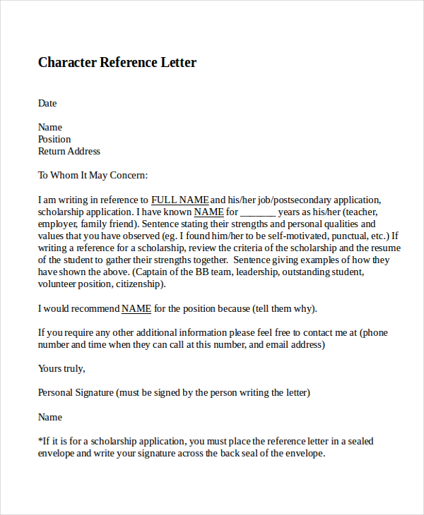Luxury Example Of A Character Reference Letter | three blocks