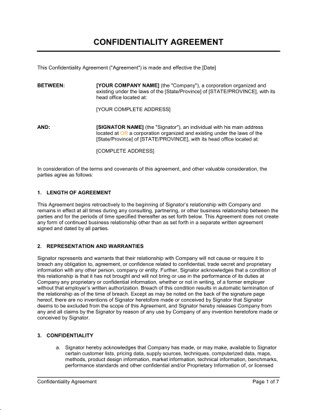 free non disclosure agreement template free nda agreement template 