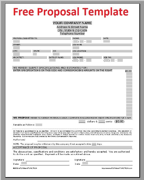 Printable Construction Proposal Template Pdf