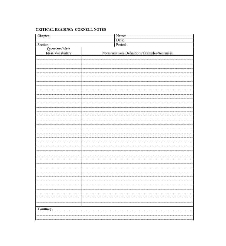 36 Cornell Notes Templates & Examples [Word, PDF] Template Lab