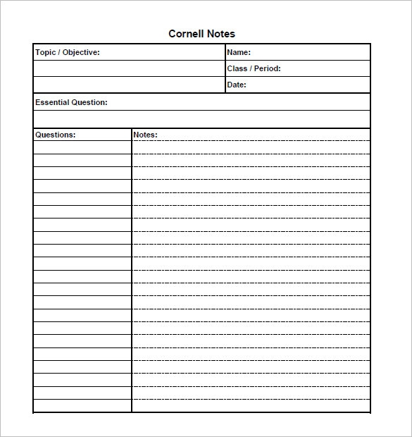 Cornell Notes Template | | tryprodermagenix.org