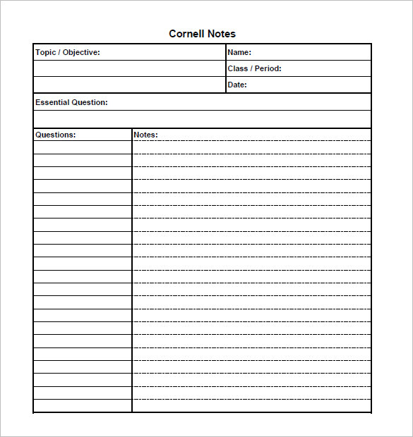 cornell notes template word cornell notes template 51 free word 