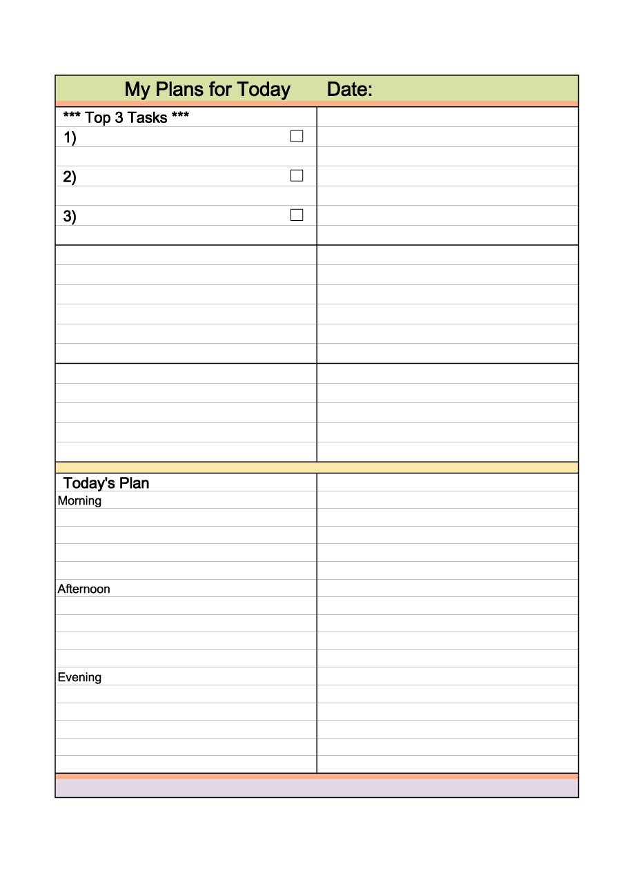 Daily Personal Planner Template   Free Printable Templates