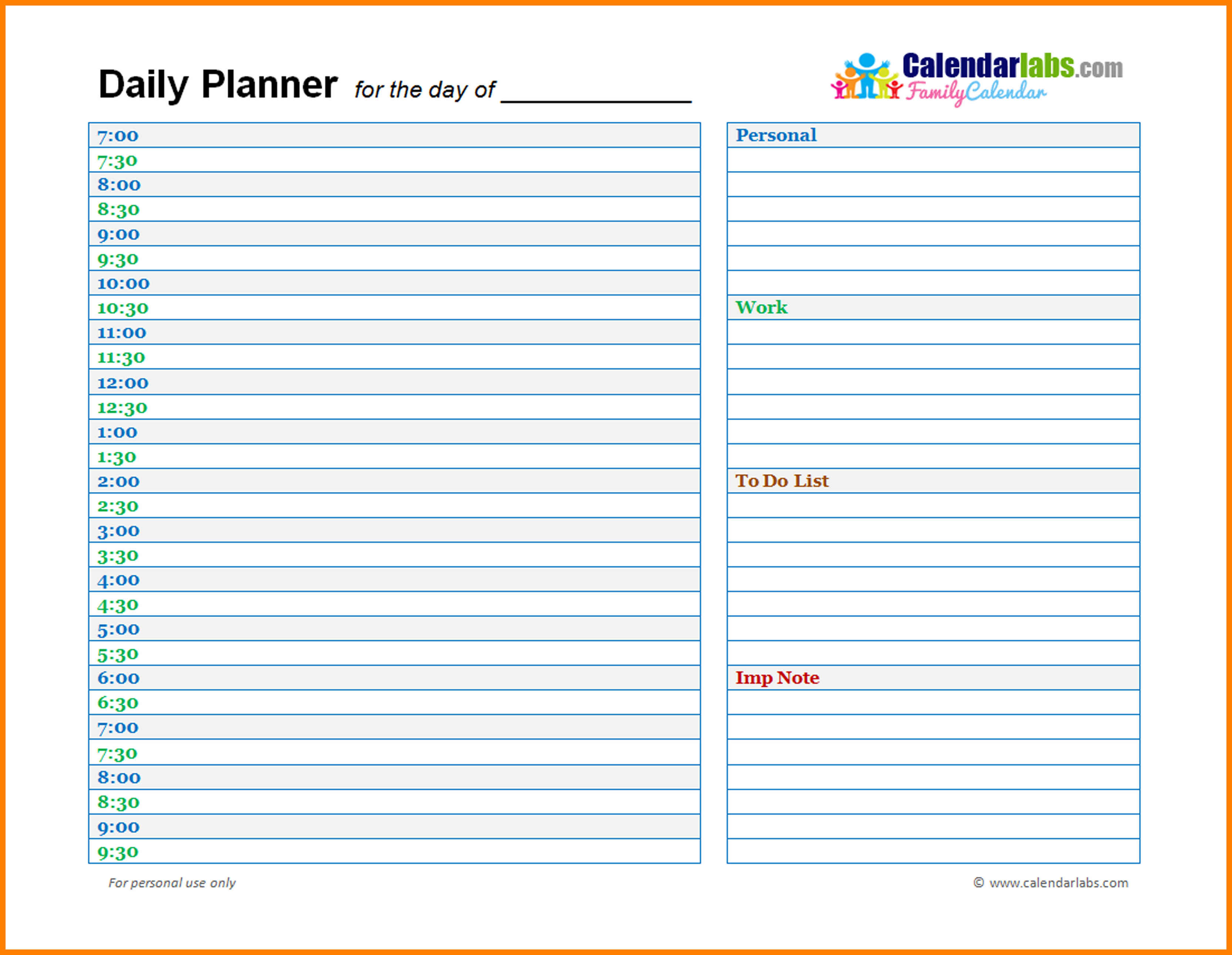 Daily Planner Template Design