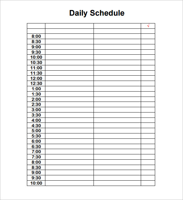 blank daily calendar template daily schedules templates 