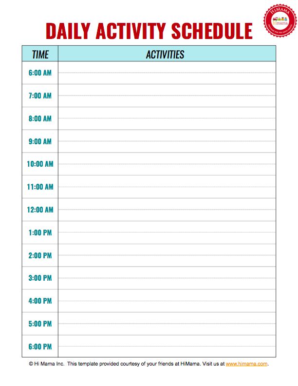 summer daily schedule template   Ozil.almanoof.co