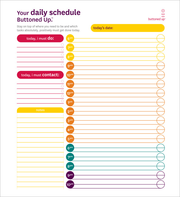 Daily Schedule Template 29 Free Word Excel Pdf Documents Daily 