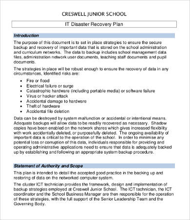 IT Disaster Recovery Plan Template   9+ Free Word, PDF Documents 