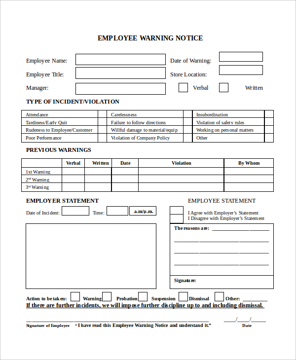 Employee Warning Notice Ant Yradar