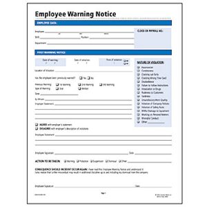 Socrates Employee Warning Notice Form SOMHR114 Shoplet.com