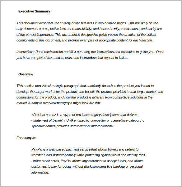 template for executive summary   Roho.4senses.co