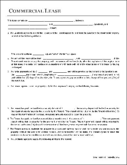 commercial rental agreement template free free commercial lease 