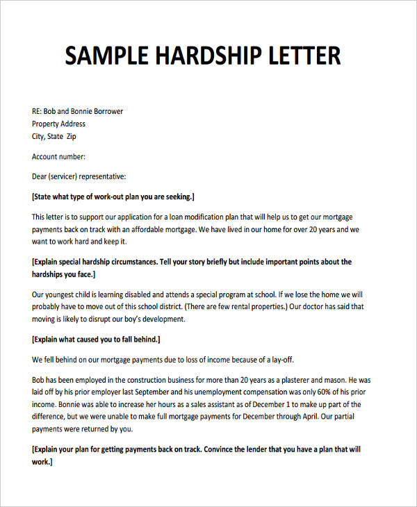6 Hardship Letter Templates 6 Free Sample Example Format Letter Of 