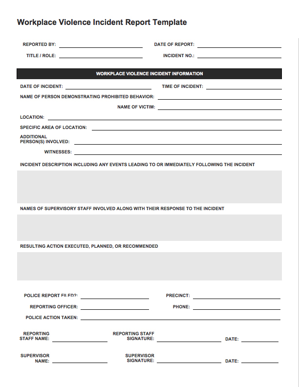 employee incident report form template free incident report 