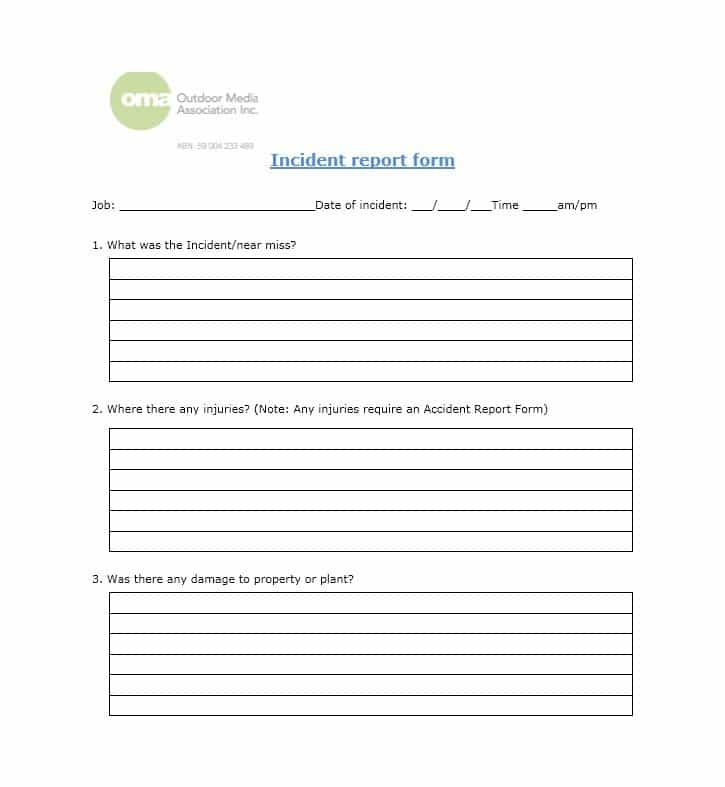 Incident Report Form Template Word Asafonggecco pertaining to 