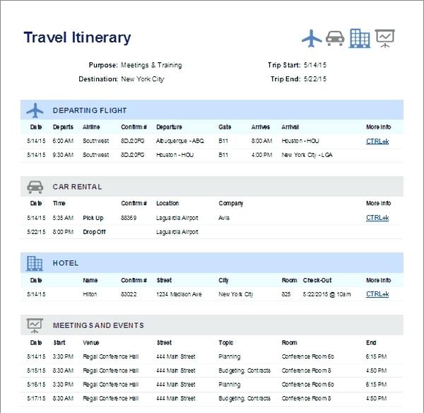 Vacation Itinerary Template Excel Travel Itinerary Template 