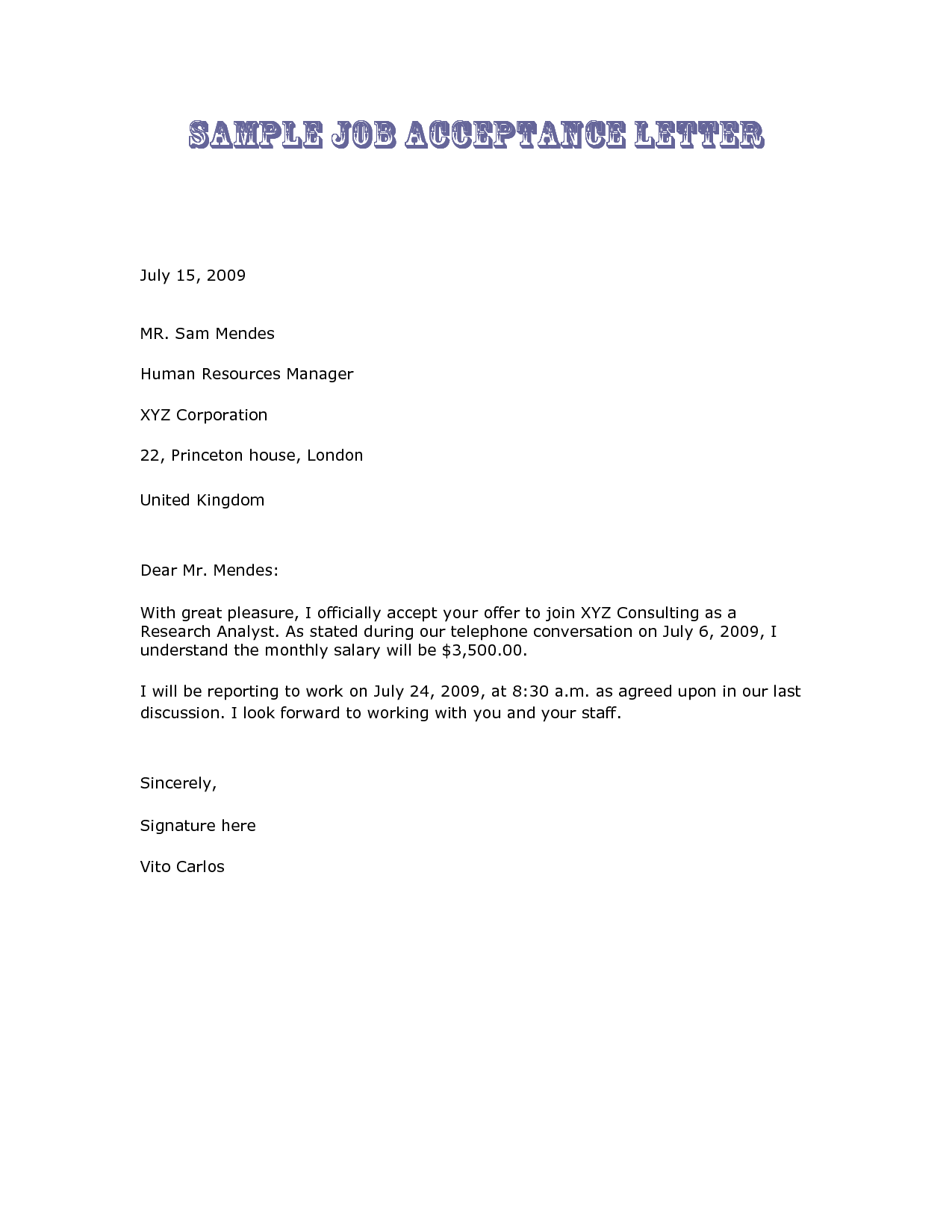 acceptance letter job   Dean.routechoice.co
