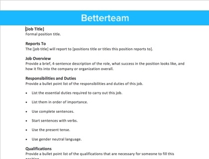 Free Job Description Template   Fast, Simple Copy + Paste