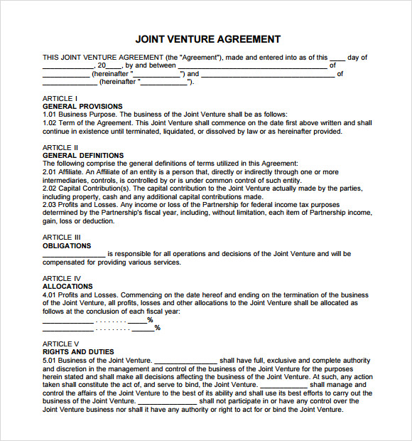 free joint venture agreement template joint venture agreement 