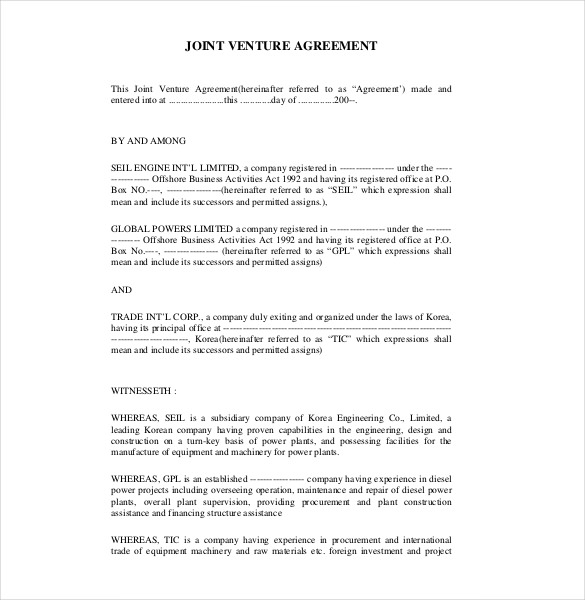 template joint venture agreement 10 joint venture agreement 