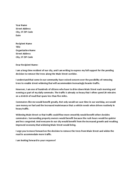 Letter Of Support To Local Official Office Templates Letter Of 