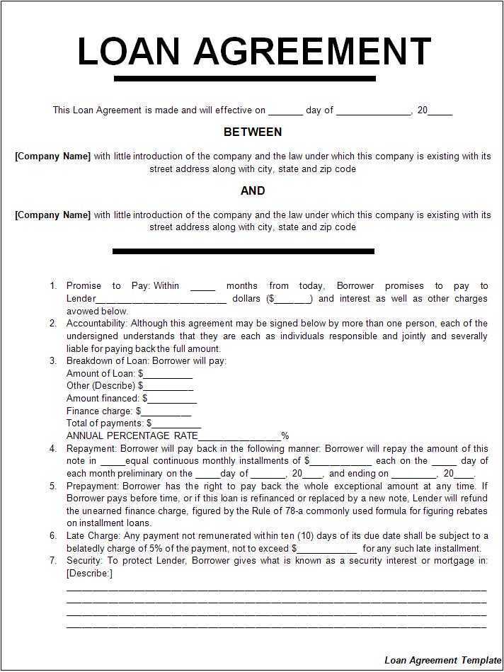 40+ Free Loan Agreement Templates [Word & PDF]   Template Lab