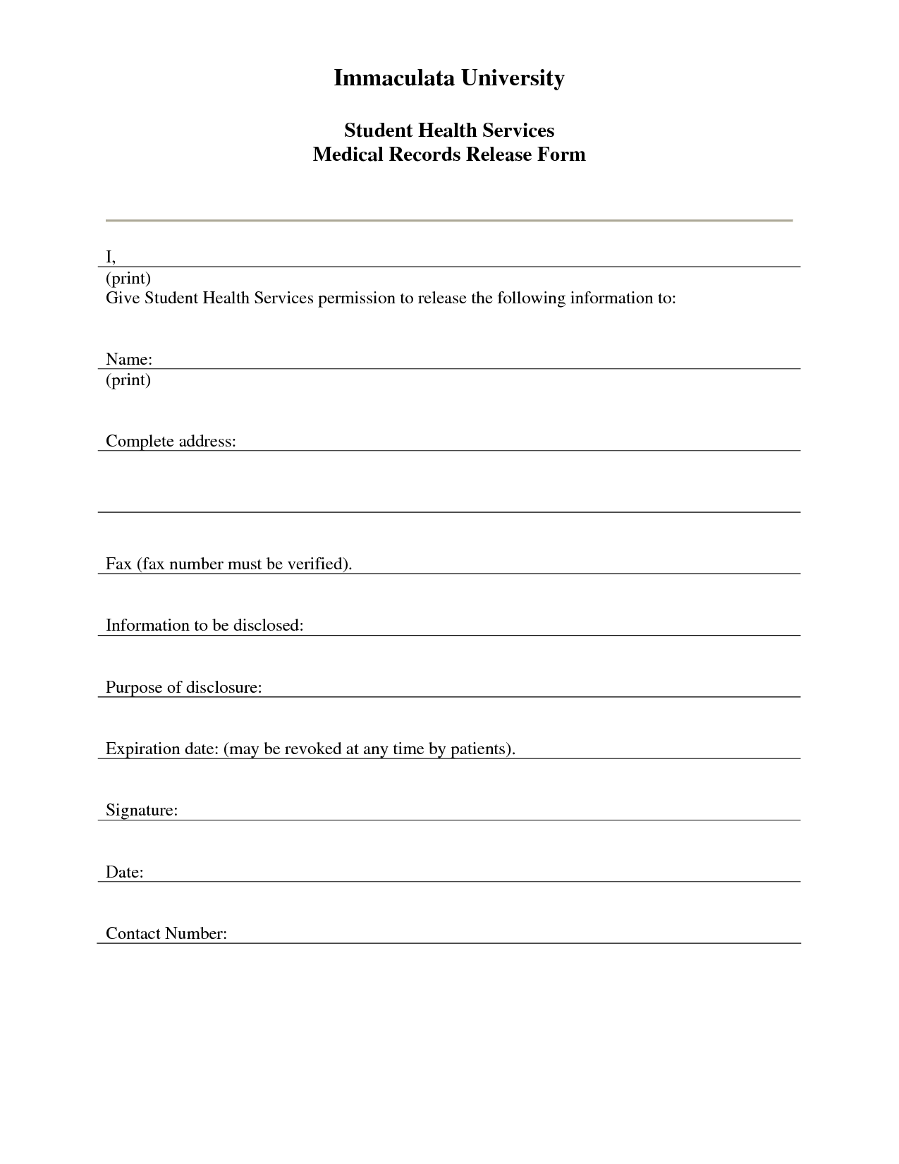 release of medical information form template 30 medical release 