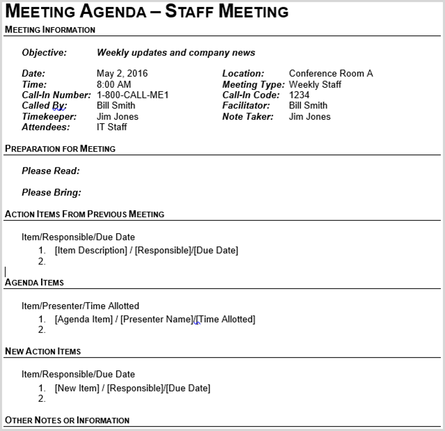 meeting agenda template word free   Ozil.almanoof.co