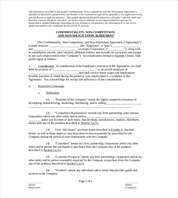 non compete agreement free template non competition agreement 